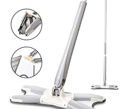 360° X-Type Flat Floor Mop with Reusable Microfiber Cloth  Hand-Free Squeeze Cleaning Mop  Self Wash Household Floor Mop  Kitchen, Hall & Home Cleaning Tool