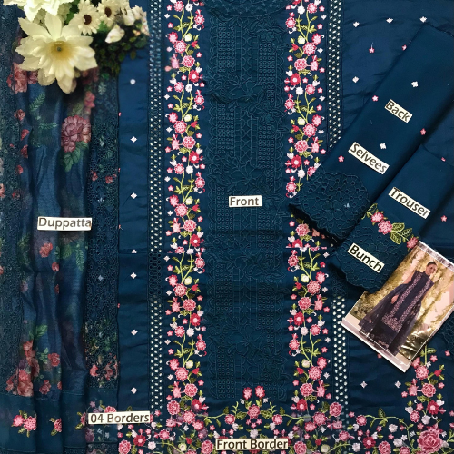 3 piece women unstitched dress AH-0111 MOZI