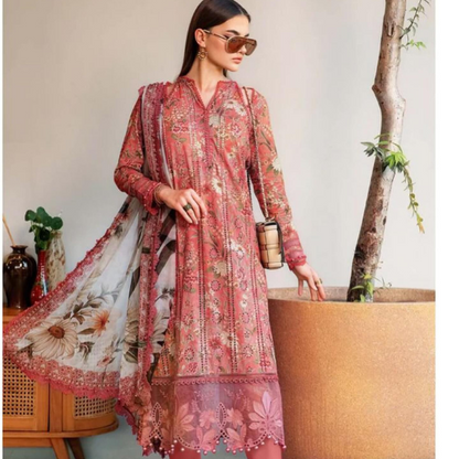 3 piece luxury lawn collection. women unstitched dress MB-0126.