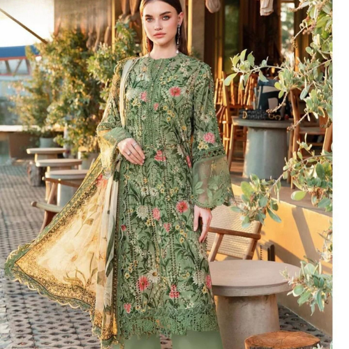 3 piece luxury lawn collection. women unstitched dress MB-0126.