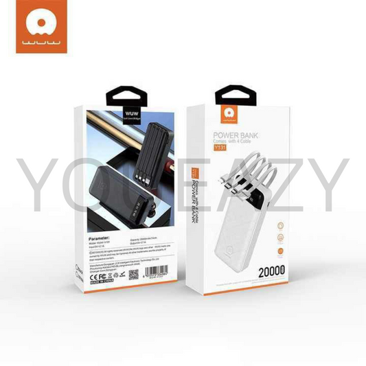 WUW Y131 20,000mAh PD 10.5W High-Speed Charging Universal Power Bank – USB-C Input/Output, Large Capacity, Portable Design