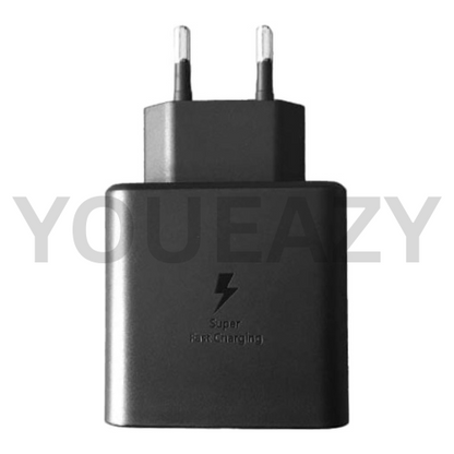 Samsung 45 Watt Adapter super fast charger 0 to 50 in 30 minutes 100% genuine suitable for all 45 watt supported devices. SUPER FAST CHARGING.