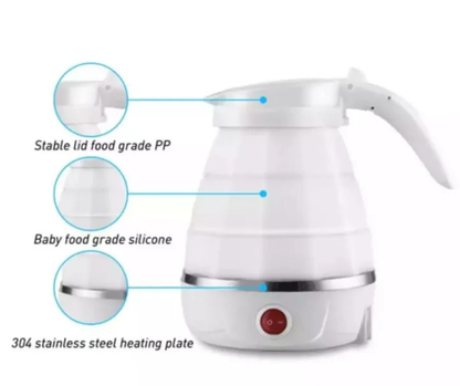 Portable Foldable Electric Travel Kettle  Collapsible Silicone Water Boiler  Lightweight Hot Water Kettle for Tea, Coffee & Travel