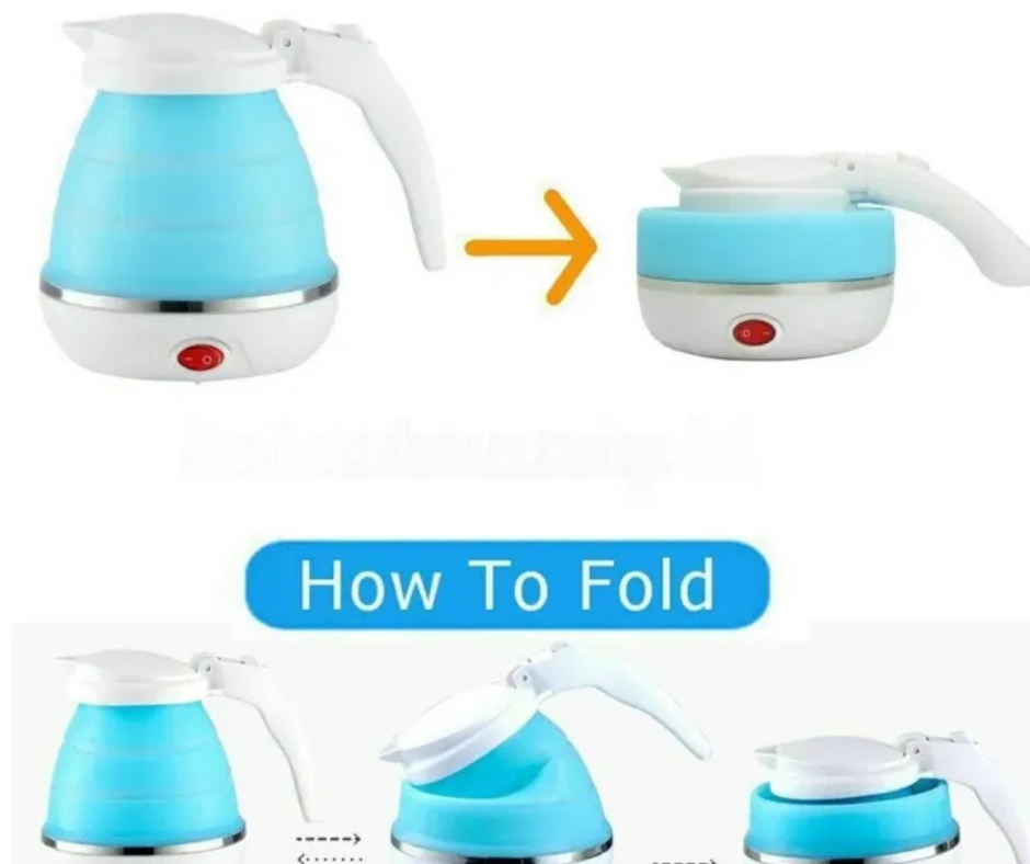 Portable Foldable Electric Travel Kettle  Collapsible Silicone Water Boiler  Lightweight Hot Water Kettle for Tea, Coffee & Travel