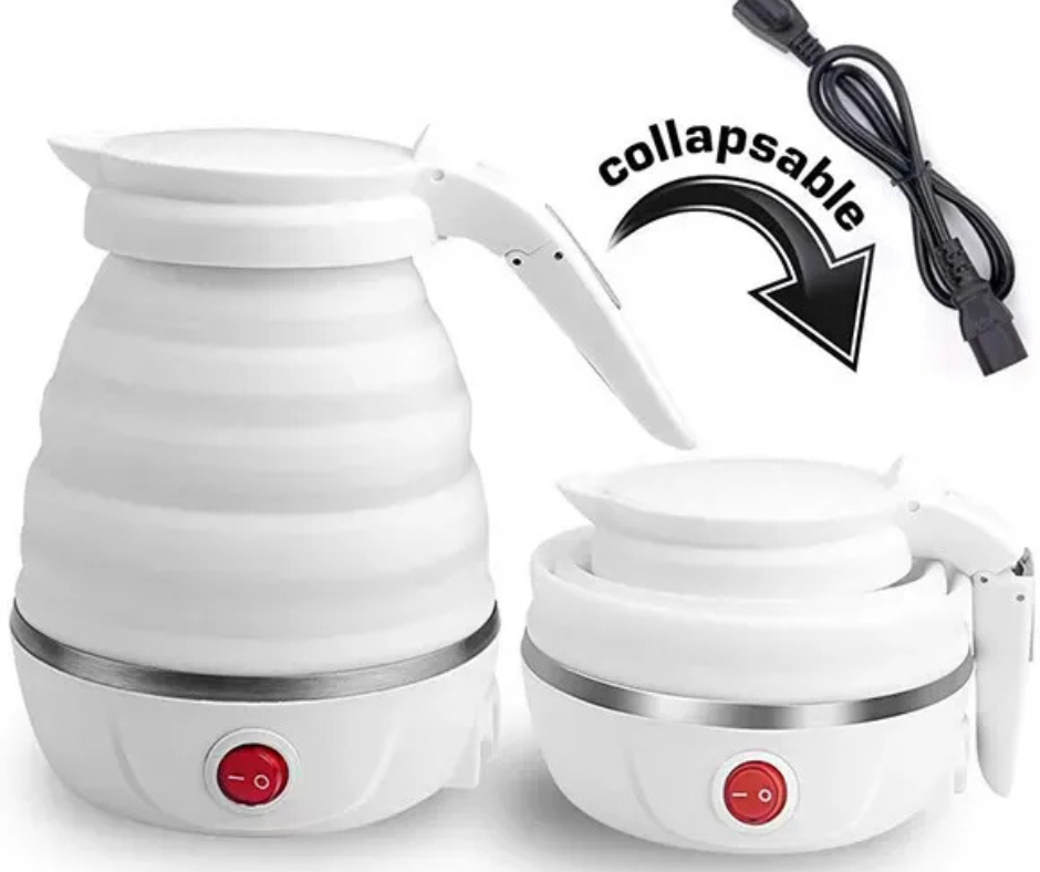Portable Foldable Electric Travel Kettle  Collapsible Silicone Water Boiler  Lightweight Hot Water Kettle for Tea, Coffee & Travel