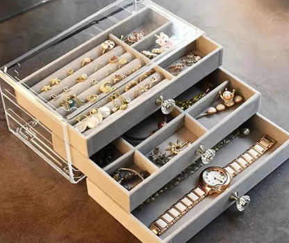 Transparent Acrylic Jewelry Organizer Box – Necklace, Ring & Accessories Storage Case for Women.jewelry organizer, acrylic storage box, ring holder, necklace organizer, makeup organizer
