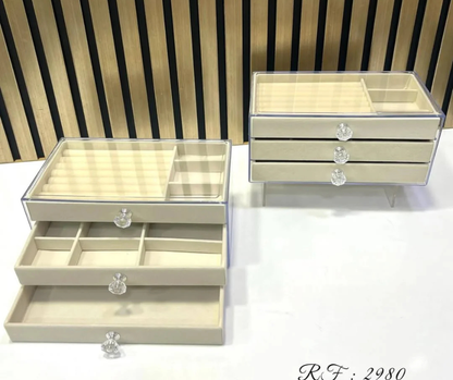 Transparent Acrylic Jewelry Organizer Box – Necklace, Ring & Accessories Storage Case for Women.jewelry organizer, acrylic storage box, ring holder, necklace organizer, makeup organizer