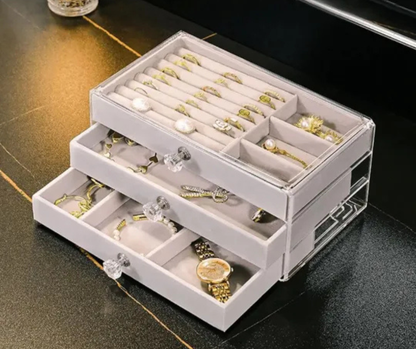 Transparent Acrylic Jewelry Organizer Box – Necklace, Ring & Accessories Storage Case for Women.jewelry organizer, acrylic storage box, ring holder, necklace organizer, makeup organizer
