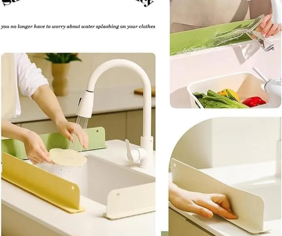 Silicone Sink Splash Guard – Reusable Water Retaining Strip, Portable Anti-Splash Water Stopper for Kitchen & Bathroom Sink Protection