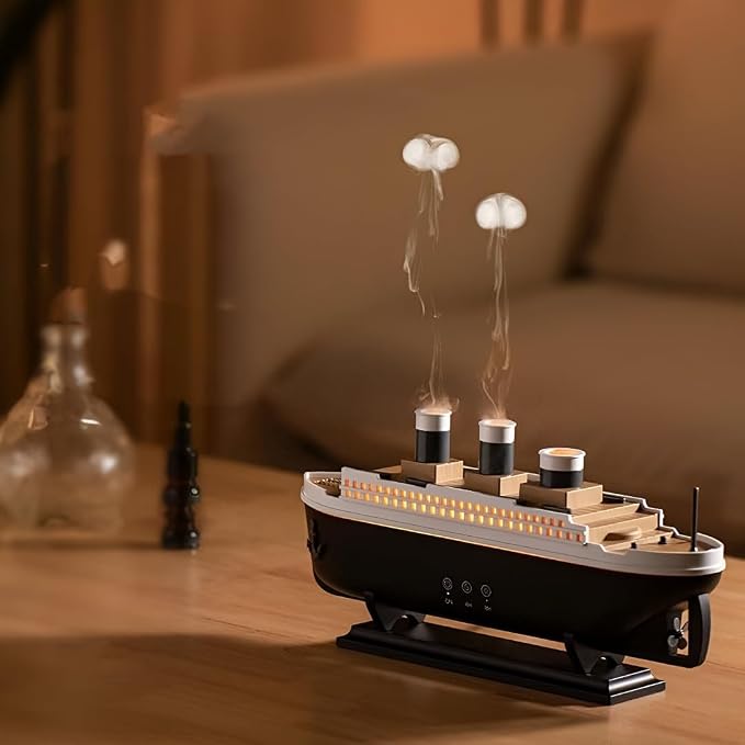 Titanic Ship Air Humidifier 250ml. Ultrasonic Aroma with Defuser with Remote and mood Light