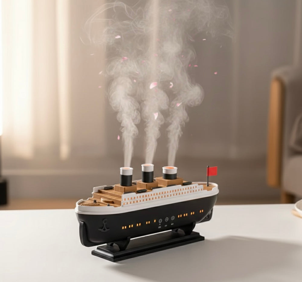 Titanic Ship Air Humidifier 250ml. Ultrasonic Aroma with Defuser with Remote and mood Light