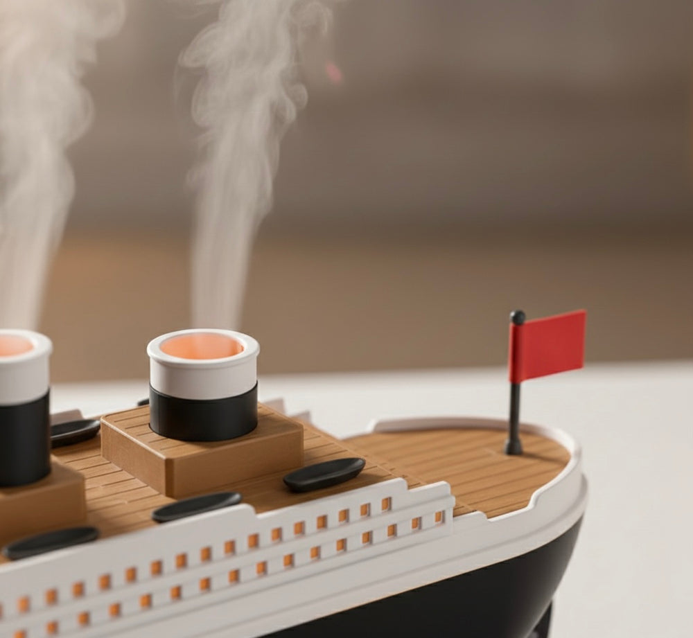 Titanic Ship Air Humidifier 250ml. Ultrasonic Aroma with Defuser with Remote and mood Light